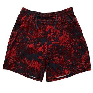 Lululemon Pace Breaker Shorts Mens Size M Lined Drawstring Running Floral Red